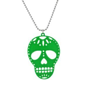 Green Enamel Sugar Skull Necklace DOD